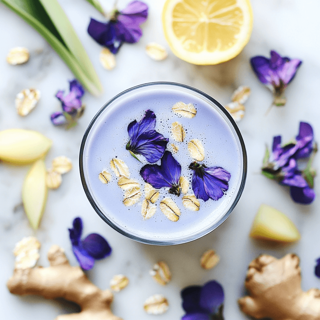 Steeping butterfly pea flower and ginger for Chobani Oat Milk Brazilian Mounjaro Drink