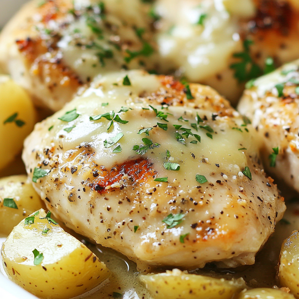 Crockpot Garlic Parmesan Chicken and Potatoes recipe you'll love!