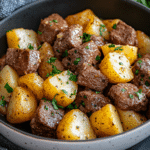 Slow Cooker Garlic Butter Beef Bites & Potatoes Delight!